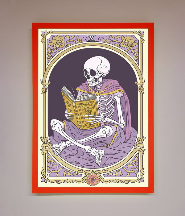 Tarot Skeleton Reader Framed Print - Hi Society