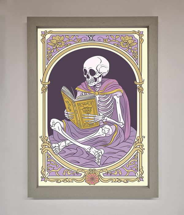 Tarot Skeleton Reader Framed Print - Hi Society