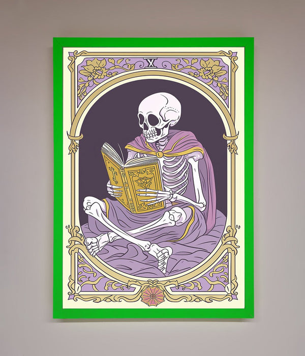 Tarot Skeleton Reader Framed Print - Hi Society