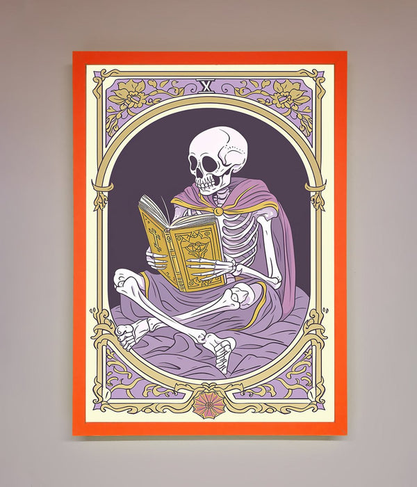 Tarot Skeleton Reader Framed Print - Hi Society
