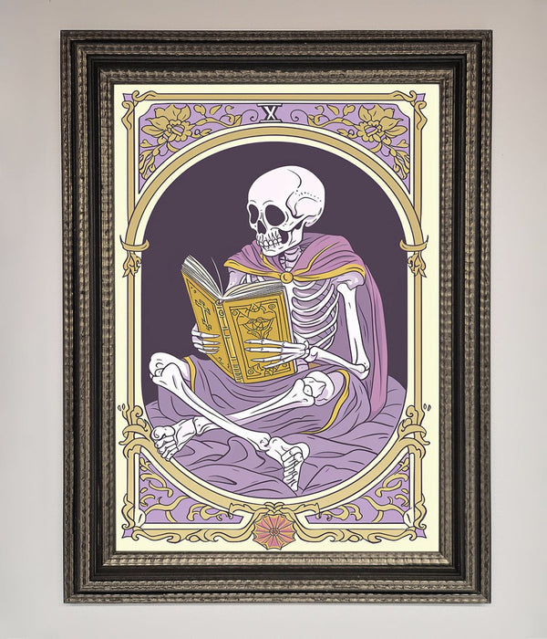 Tarot Skeleton Reader Framed Print - Hi Society
