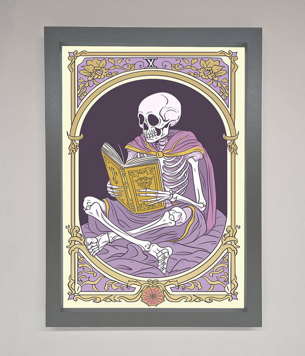 Tarot Skeleton Reader Framed Print - Hi Society