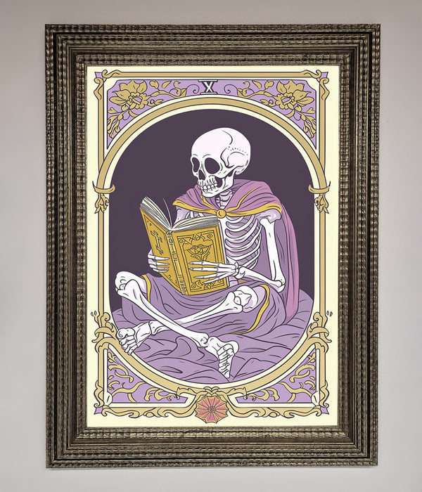 Tarot Skeleton Reader Framed Print - Hi Society