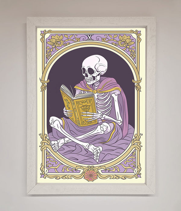 Tarot Skeleton Reader Framed Print - Hi Society