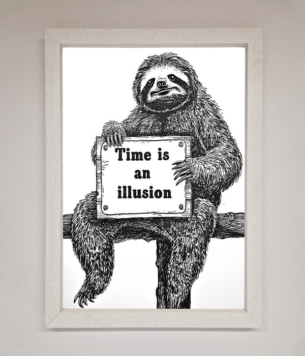Time Is An Illusion Sloth Black Framed Poster - Hi Society