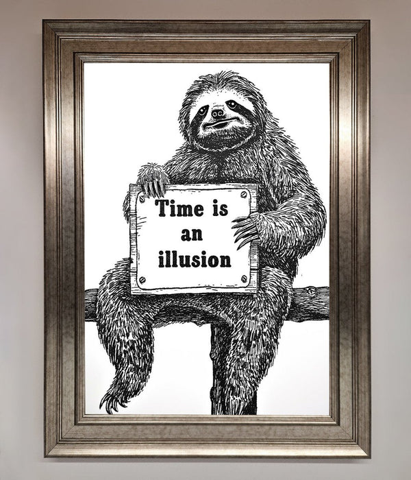 Time Is An Illusion Sloth Black Framed Poster - Hi Society