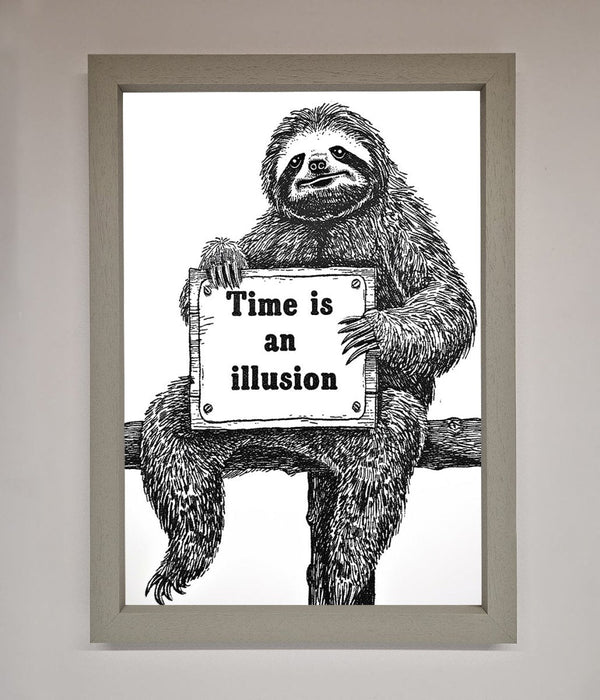 Time Is An Illusion Sloth Black Framed Poster - Hi Society