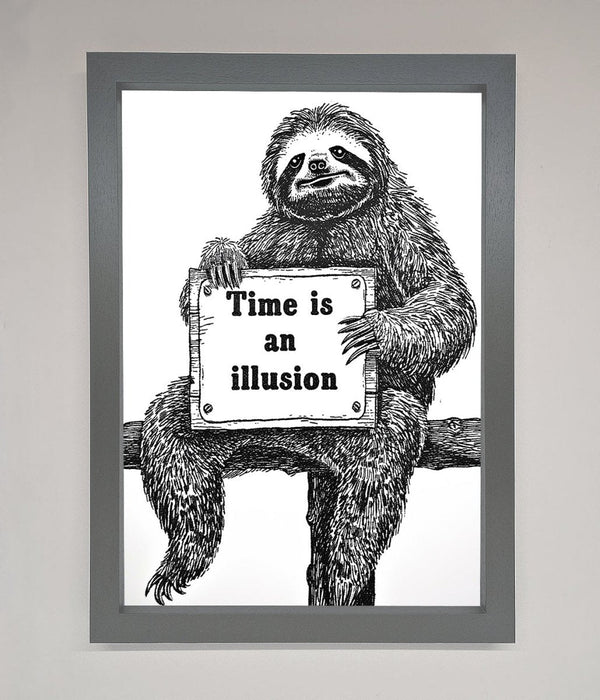 Time Is An Illusion Sloth Black Framed Poster - Hi Society