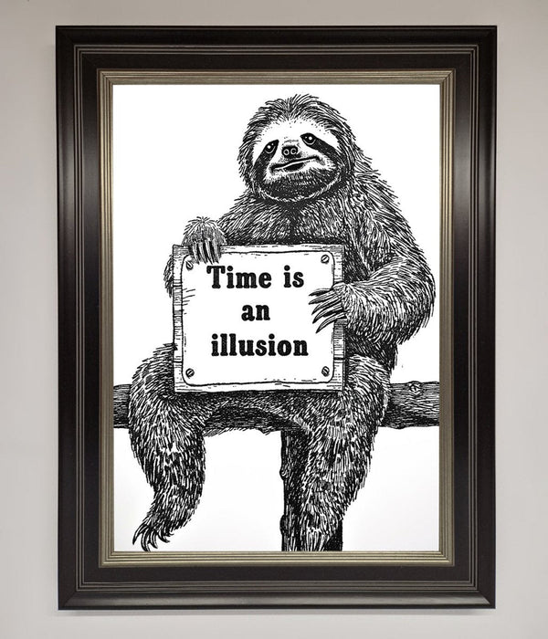 Time Is An Illusion Sloth Black Framed Poster - Hi Society