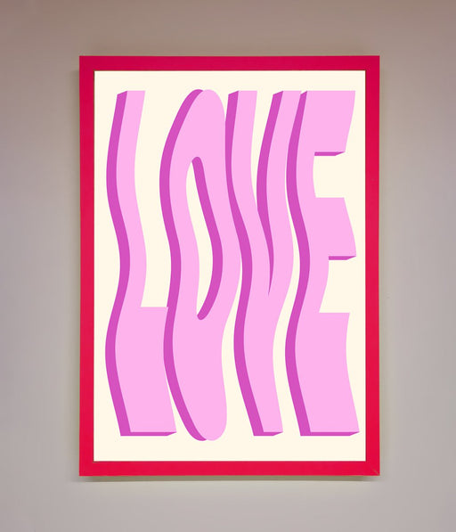 Wavy Love Pink Framed Poster - Hi Society