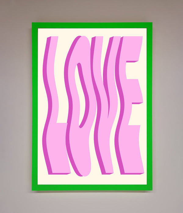 Wavy Love Pink Framed Poster - Hi Society