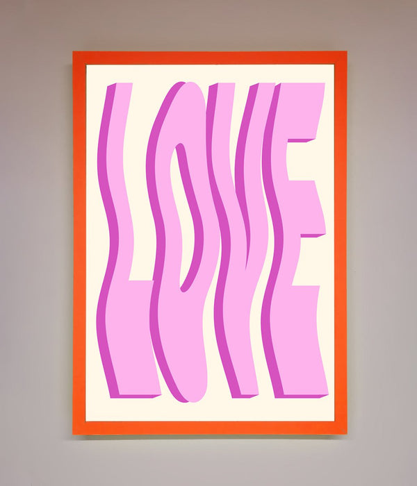 Wavy Love Pink Framed Poster - Hi Society