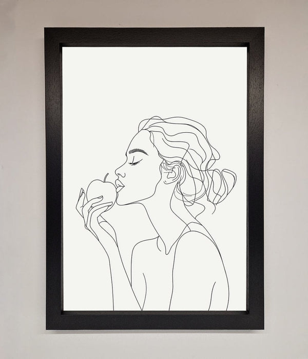 Women With An Apple Line Drawing Framed Poster - Hi Society