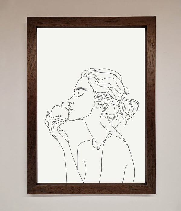 Women With An Apple Line Drawing Framed Poster - Hi Society