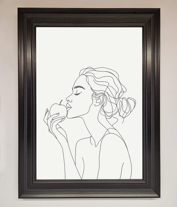 Women With An Apple Line Drawing Framed Poster - Hi Society