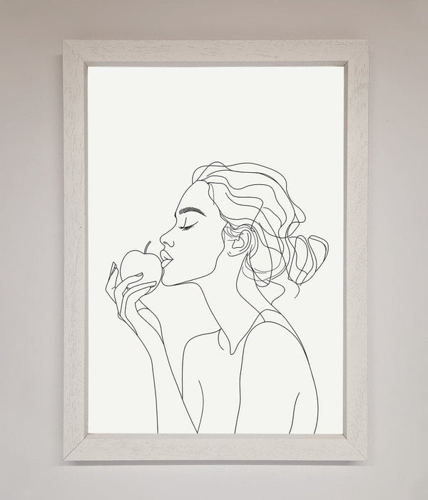 Women With An Apple Line Drawing Framed Poster - Hi Society