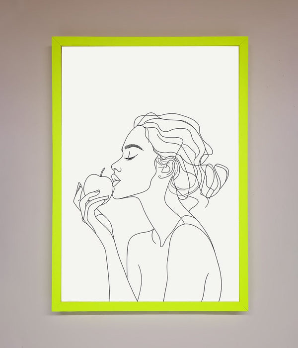 Women With An Apple Line Drawing Framed Poster - Hi Society