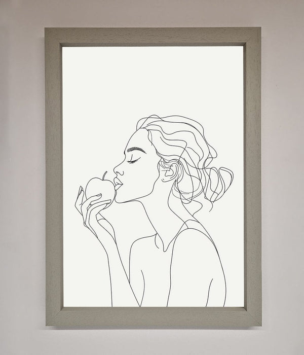 Women With An Apple Line Drawing Framed Poster - Hi Society