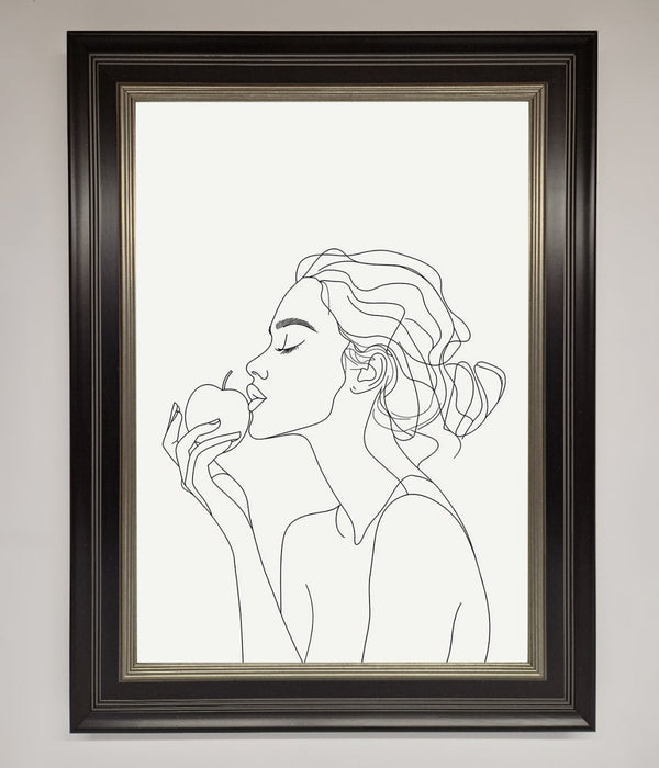 Women With An Apple Line Drawing Framed Poster - Hi Society