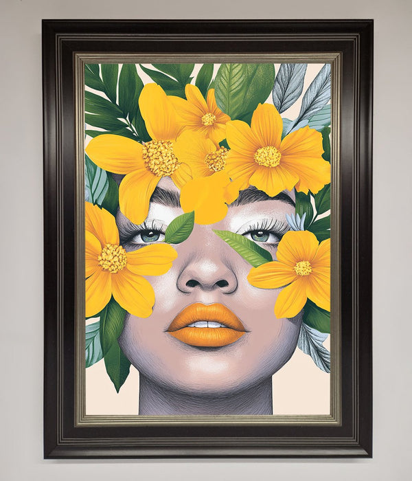 Yellow Flowers Head Framed Poster - Hi Society