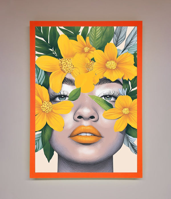 Yellow Flowers Head Framed Poster - Hi Society