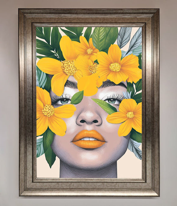 Yellow Flowers Head Framed Poster - Hi Society