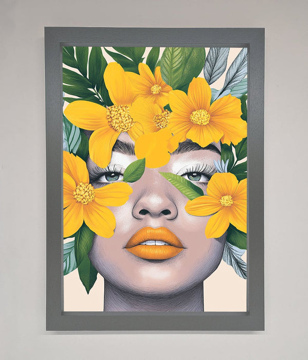 Yellow Flowers Head Framed Poster - Hi Society