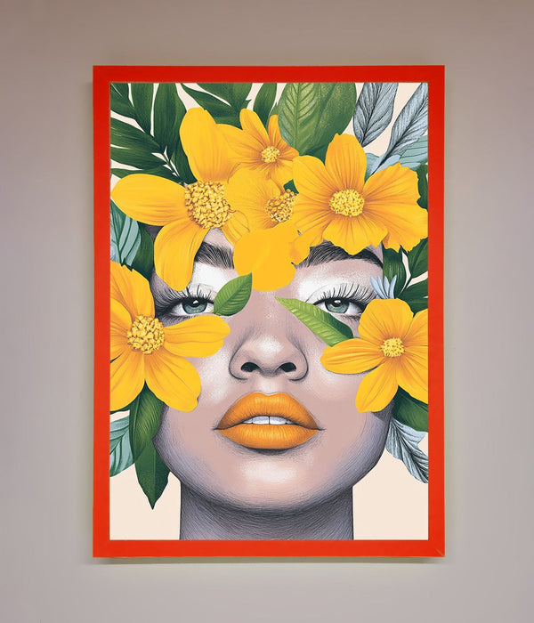 Yellow Flowers Head Framed Poster - Hi Society