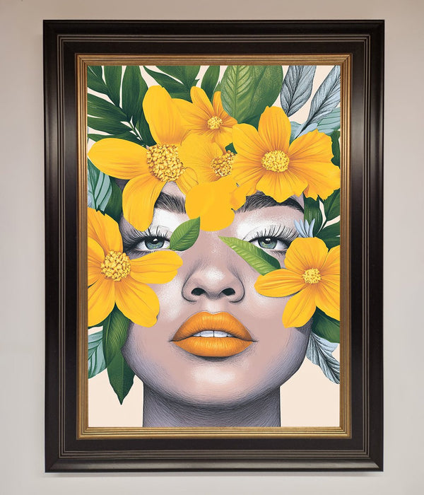 Yellow Flowers Head Framed Poster - Hi Society