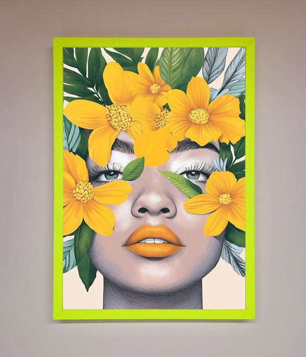Yellow Flowers Head Framed Poster - Hi Society