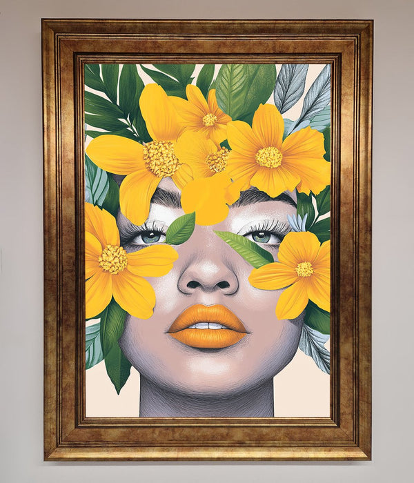 Yellow Flowers Head Framed Poster - Hi Society