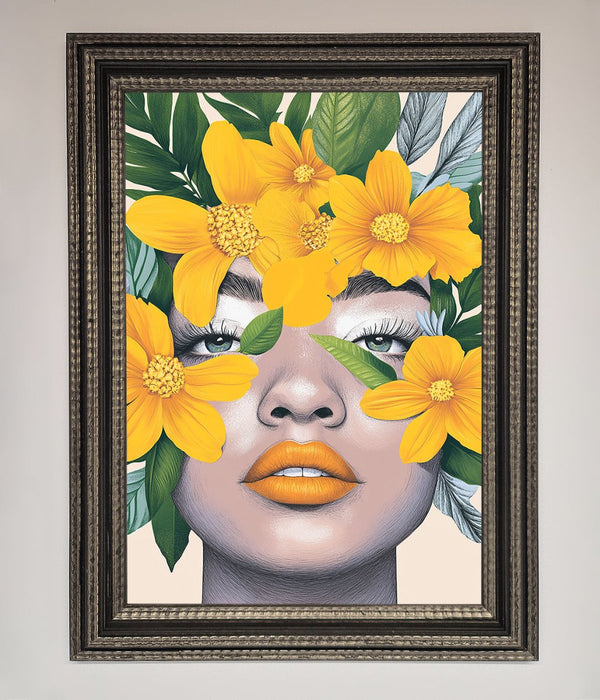 Yellow Flowers Head Framed Poster - Hi Society
