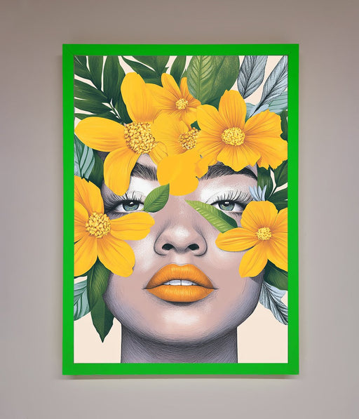 Yellow Flowers Head Framed Poster - Hi Society
