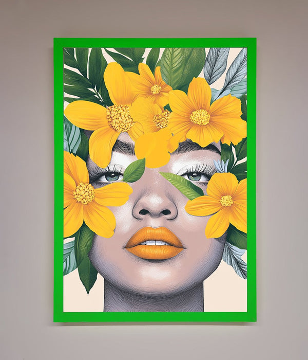 Yellow Flowers Head Framed Poster - Hi Society