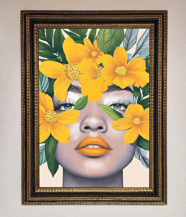 Yellow Flowers Head Framed Poster - Hi Society