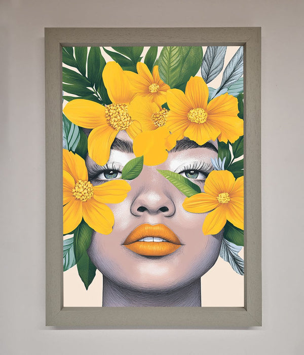 Yellow Flowers Head Framed Poster - Hi Society
