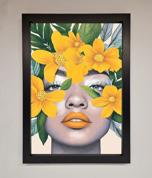 Yellow Flowers Head Framed Poster - Hi Society