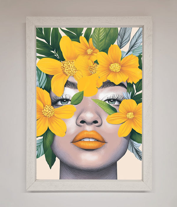 Yellow Flowers Head Framed Poster - Hi Society