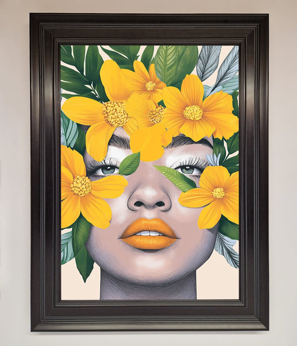 Yellow Flowers Head Framed Poster - Hi Society