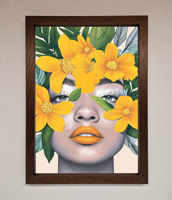 Yellow Flowers Head Framed Poster - Hi Society