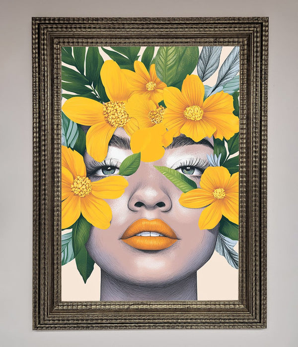 Yellow Flowers Head Framed Poster - Hi Society